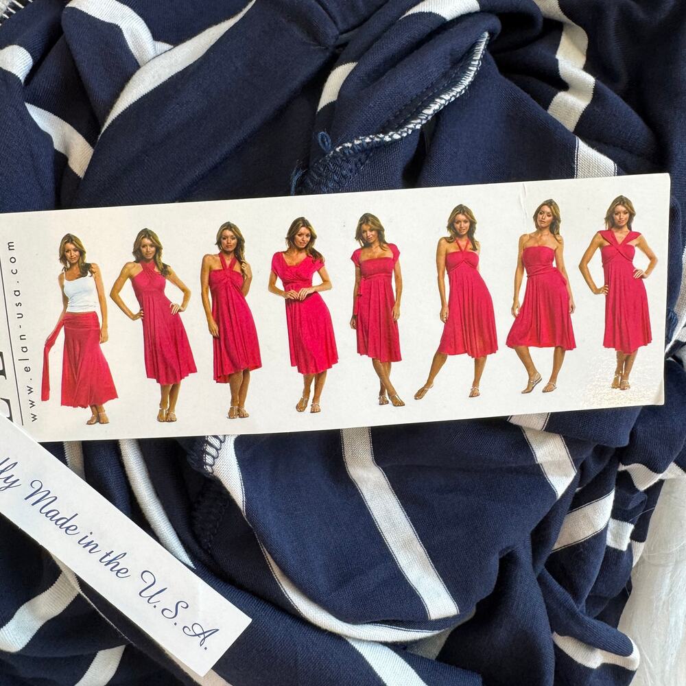 Elan Navy Stripe Convertible Dress/ Skirt- Multi Way NWT Small - Picture 7 of 8